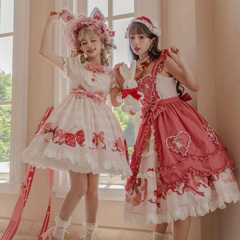 Mademoiselle Pearl~Bow Bunny~IP Collab Sweet Lolita OP Dress Bow JSK OP 38022:578570