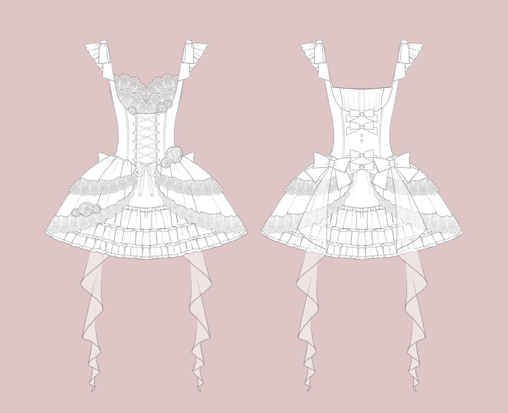 Your princess~Sweet Lolita White Princess Flounce Hemline OP 17510:277424