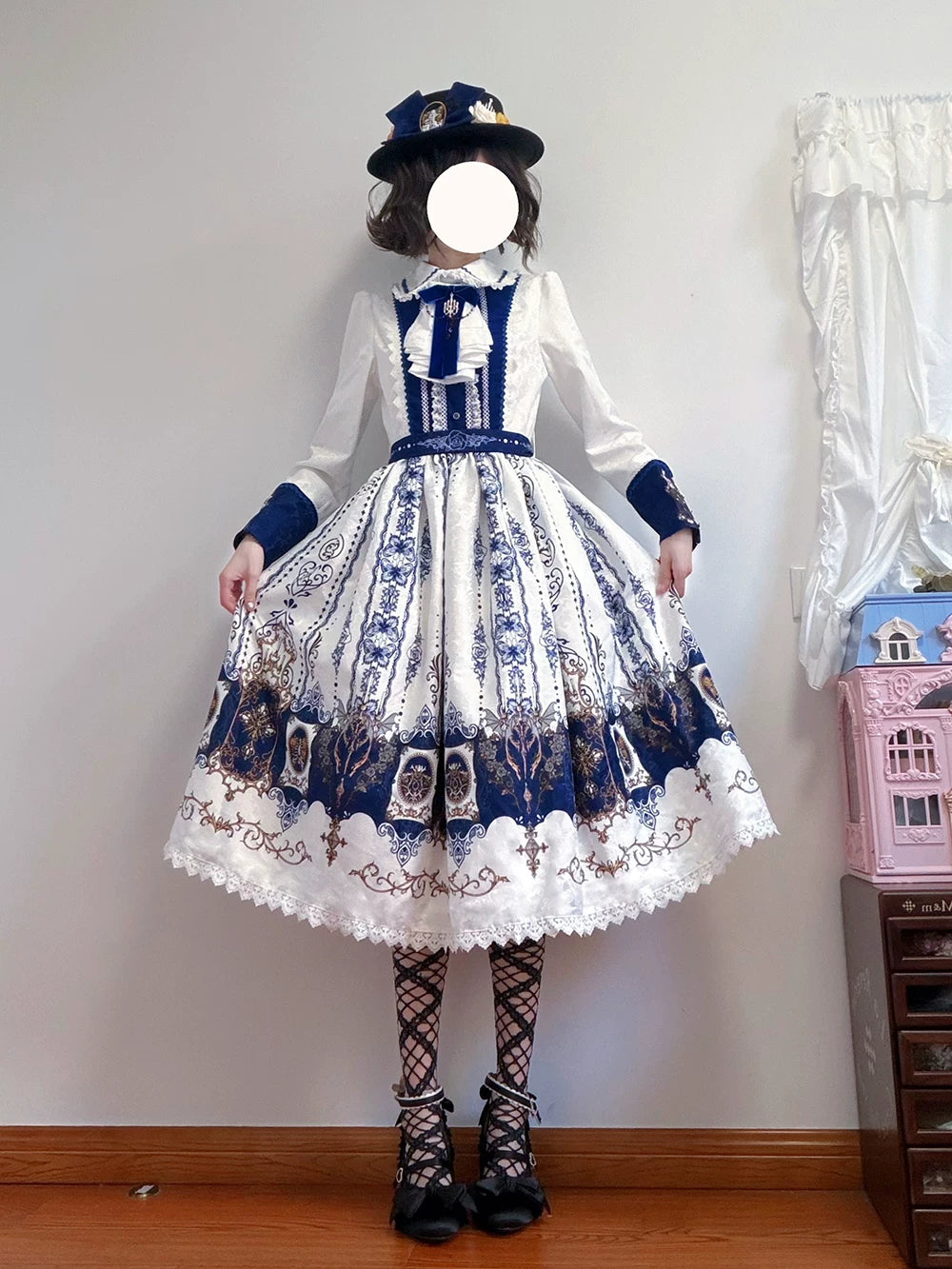 Blood Night Lantern - Jacquard Gothic Lolita Dress, Juliet Sleeve 44543:812315