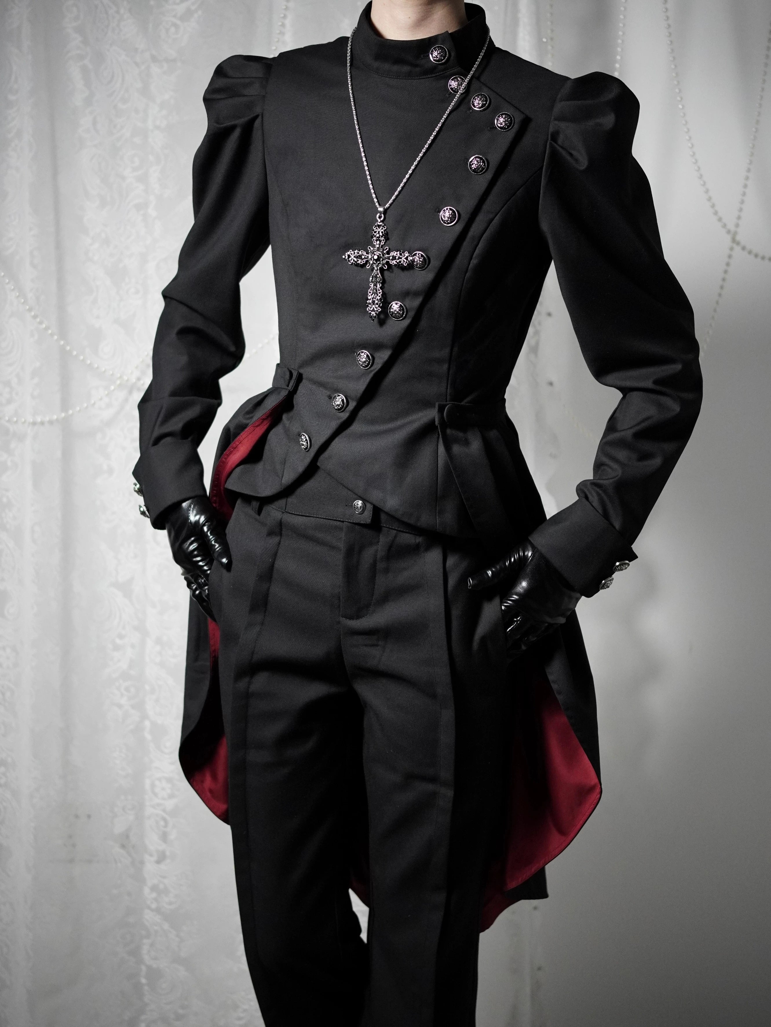 White Night Sonata - Ouji Lolita Embroidery Coat, Detachable Trailing