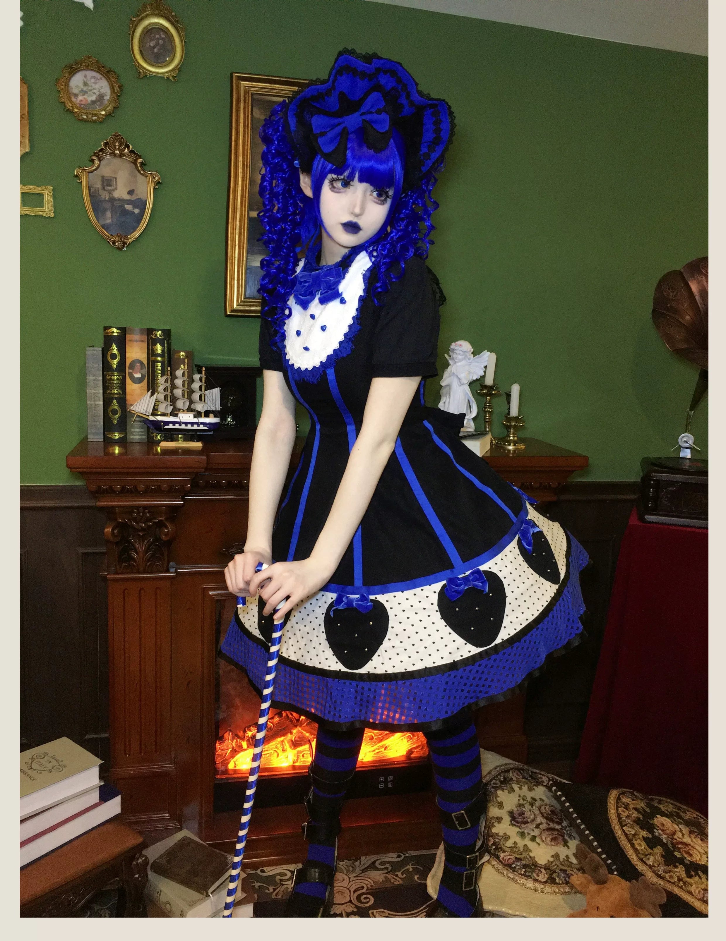 The Weird Strawberry Lady - Old School Lolita JSK, Hand-Studded Strawberry