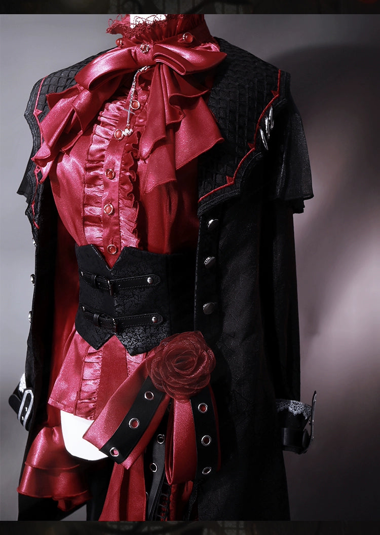 Forest Fluorescent Carps - Rose Countess - Ouji Lolita Pants Suit Prince Coat Elegant Shirt Trailing
