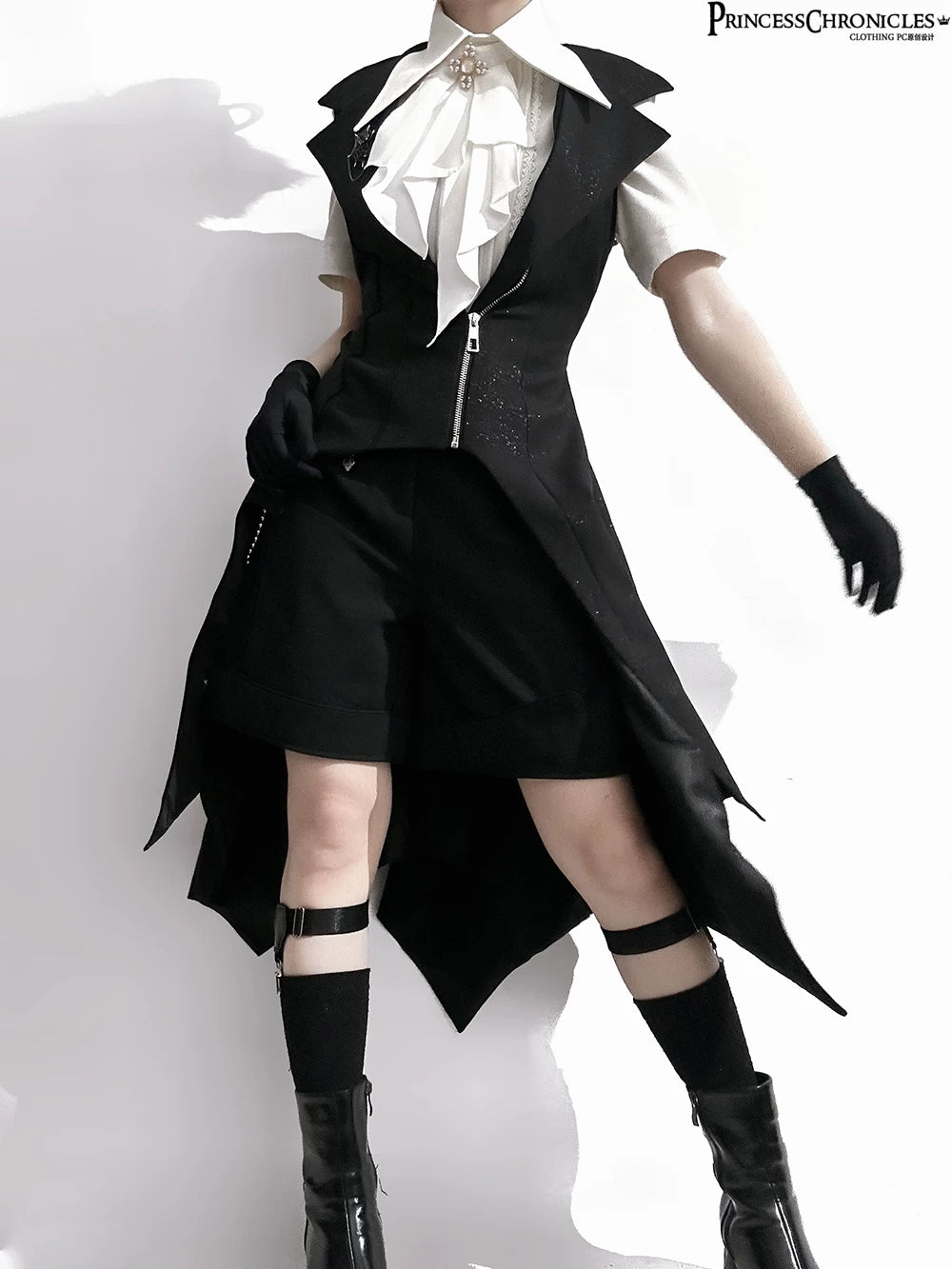 The Dawn of Arrival - Ouji Lolita Fitted Blouse with Detachable Jabot 45657:857035