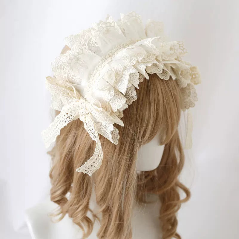 Xiaogui - Sweet Lolita Lace Headdress New version - ivory B