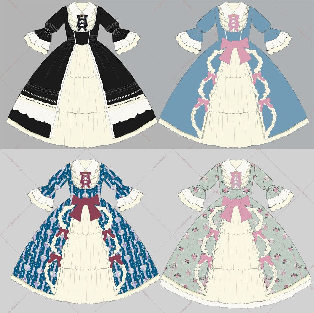 Miss Point~Lilyka Garden~Classic Lolita OP Dress Set Elegant Floral Wall Princess Sleeve 38832:606146