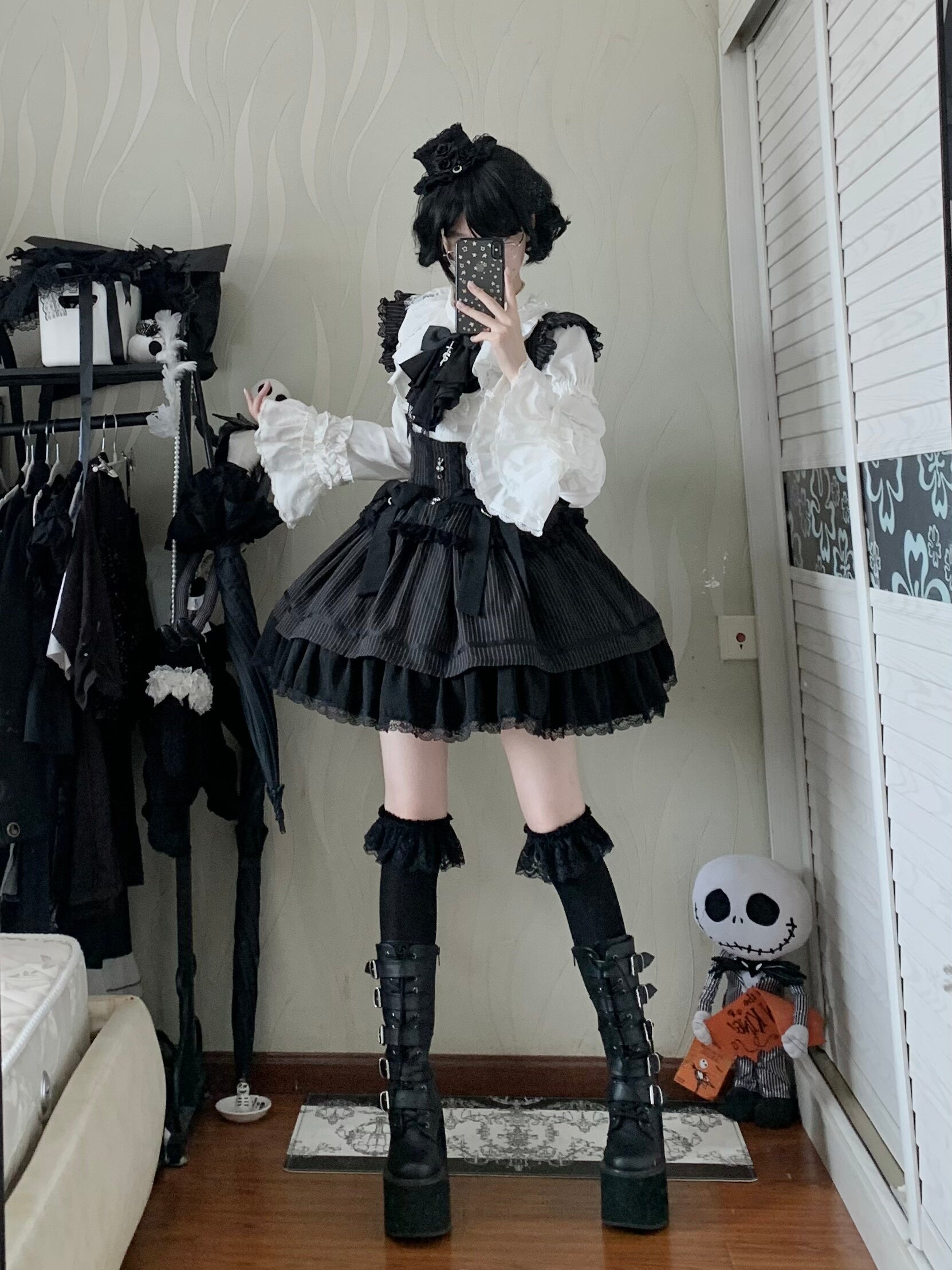 Moon Oath - Gothic Lolita Bust-supporting JSK Dress, Striped Style 44489:811252