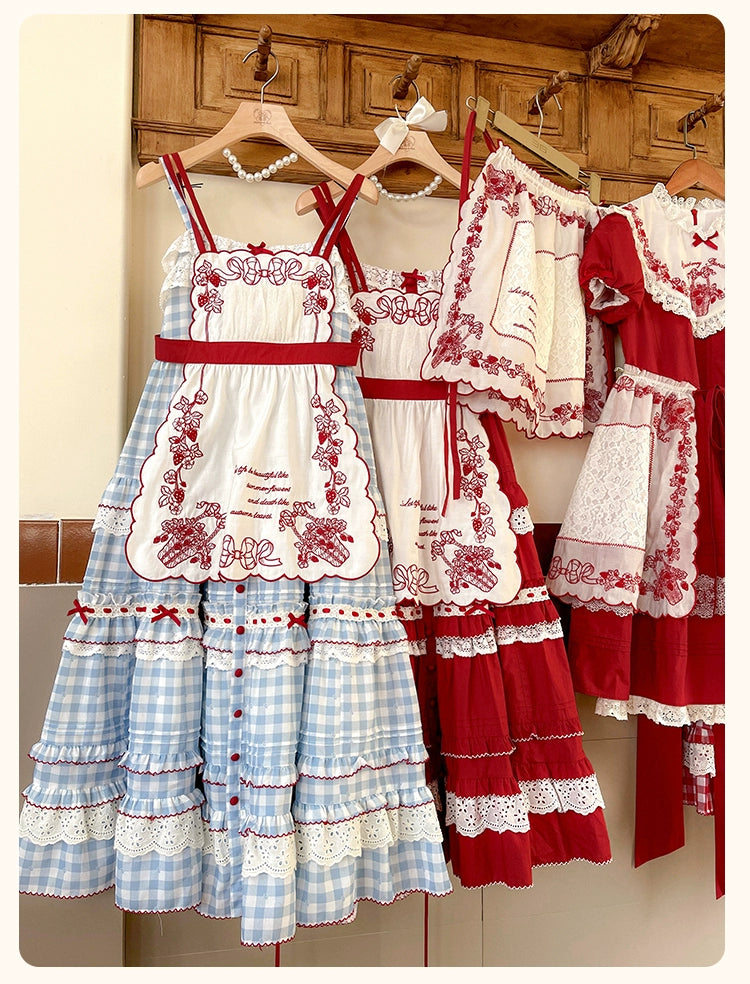 Flower and Pearl Box - Strawberry Basket - Country Lolita Dress Plaid Summer Spring Dress 35676:497950