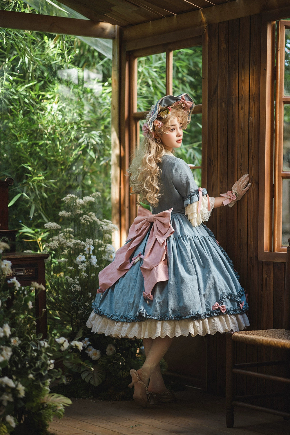 Miss Point~Lilyka Garden~Classic Lolita OP Dress Set Elegant Floral Wall Princess Sleeve 38832:606250