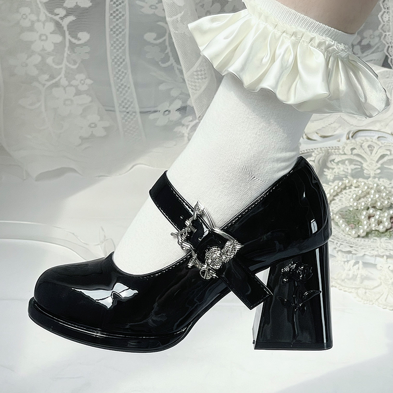 Dreamland~Wanxiang Cycle~Elegant Lolita Heel Shoes with Embossed Rose 42471:741384