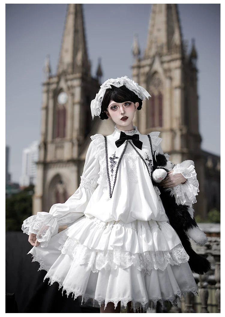 Dawn Bell & Dusk Song - Gothic Lolita Velvet OP Dress, Back Zipper