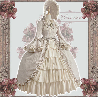 Henrietta - Victoria Doll - Vintage Lolita Dress Multicolor 1 griege long OP