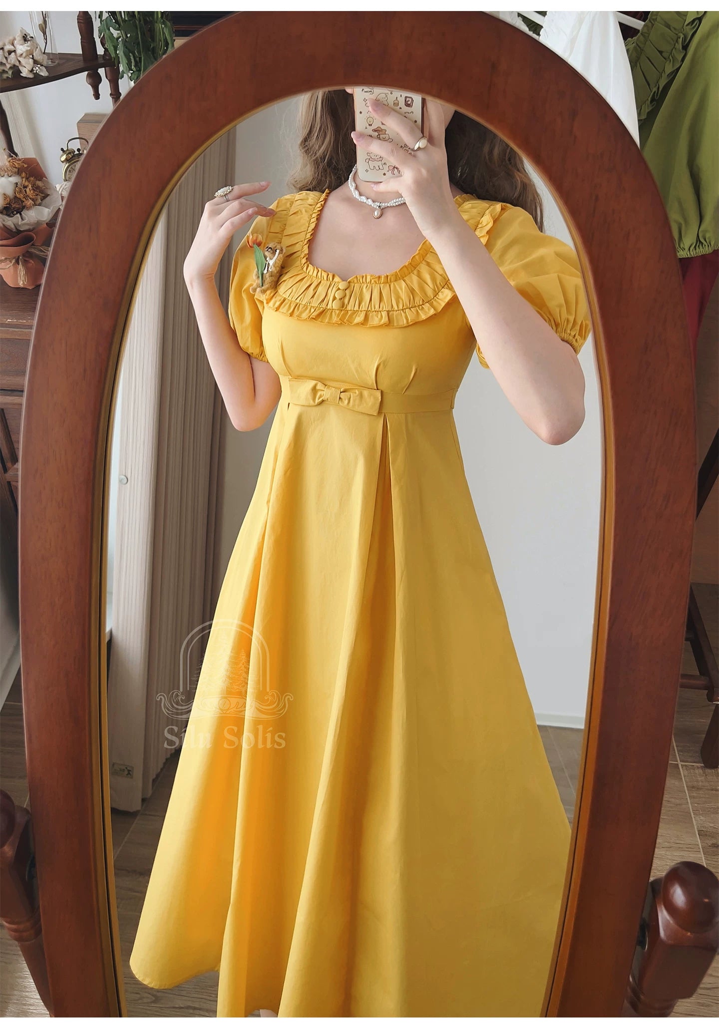 Morning Forest - Cotton Empire Waist OP Dress with Built-in Bra Pads