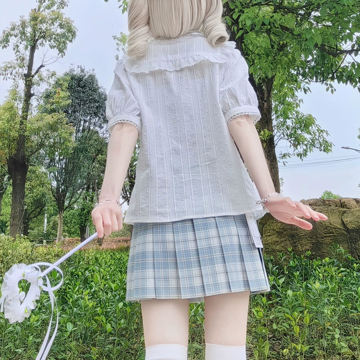 DMFS Lolita~Sweet Lolita Blouse Cotton Summer Short Sleeve Shirt 35844:505564