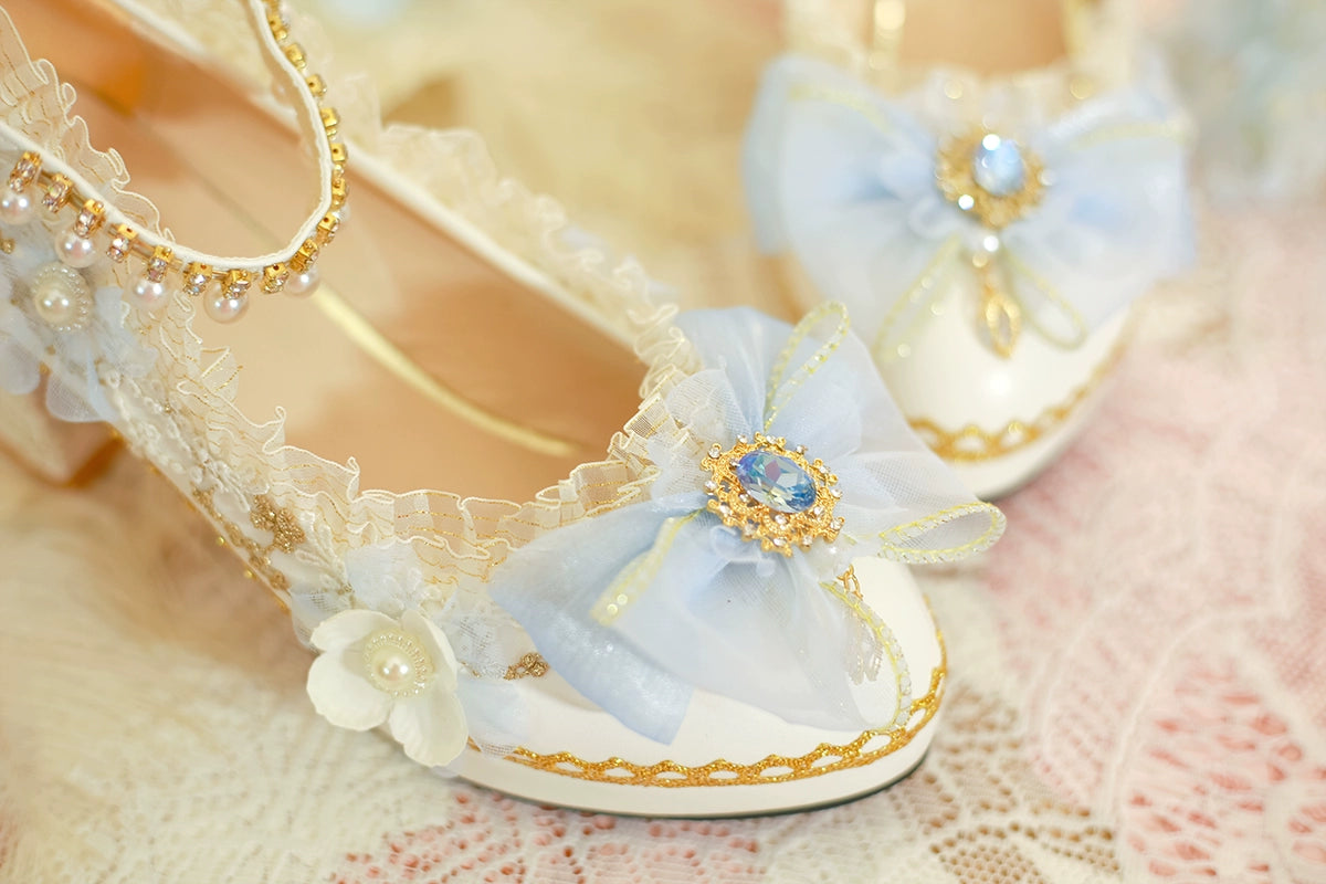 One Night - Gorgerous Bridal Lolita Shoes With 3 Heel Heights