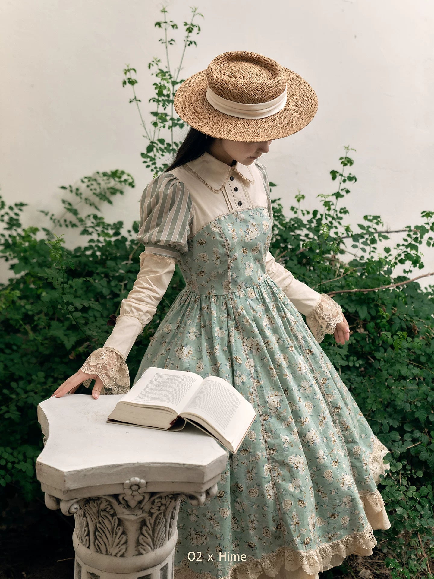 Wild Lotus Collection - Cotton Old School Lolita Dress, Floral Print 45395:850789