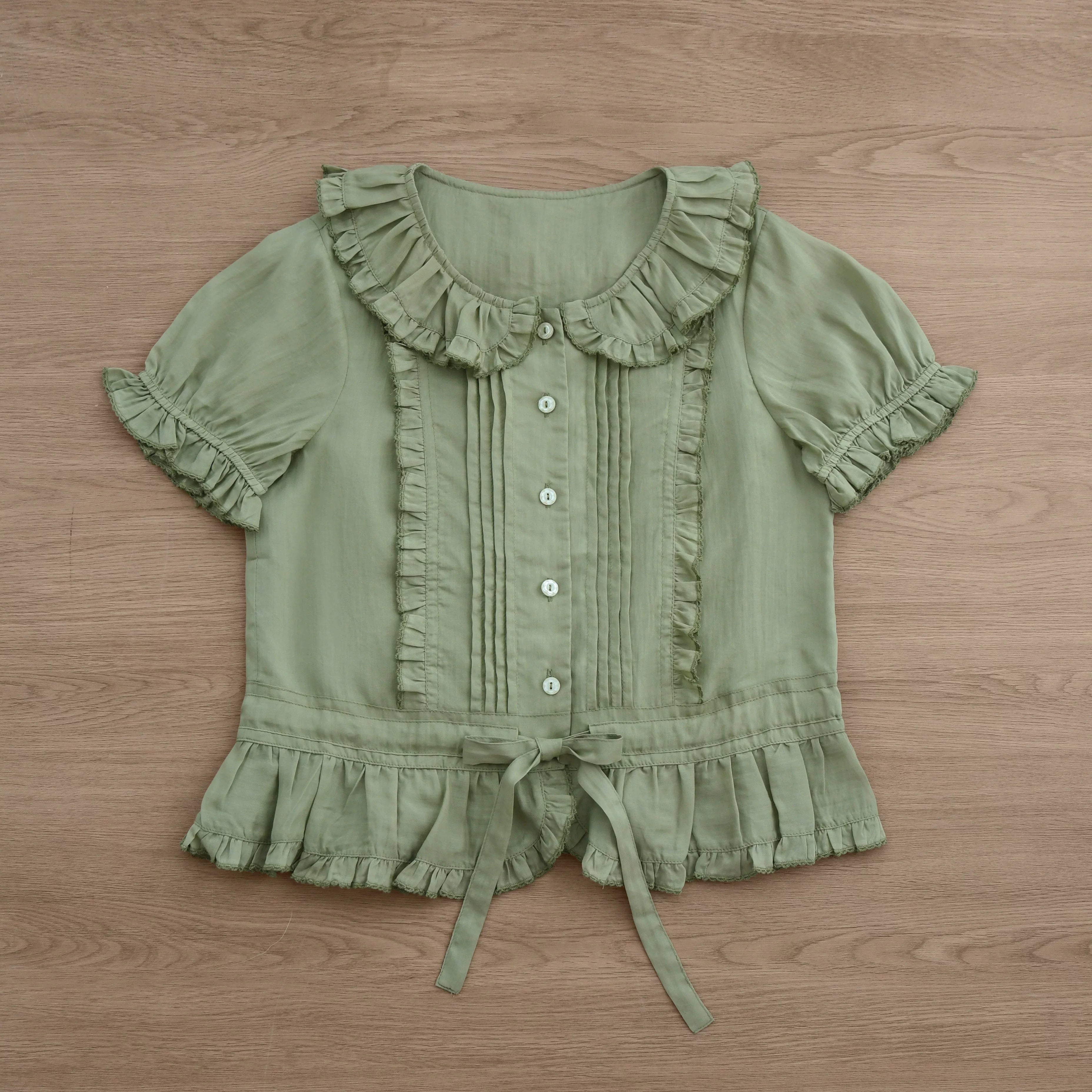 EverSpring - Short Sleeve Sweet Lolita Shirt, Peter Pan Collar (2XL L M S XL) 44735:820632
