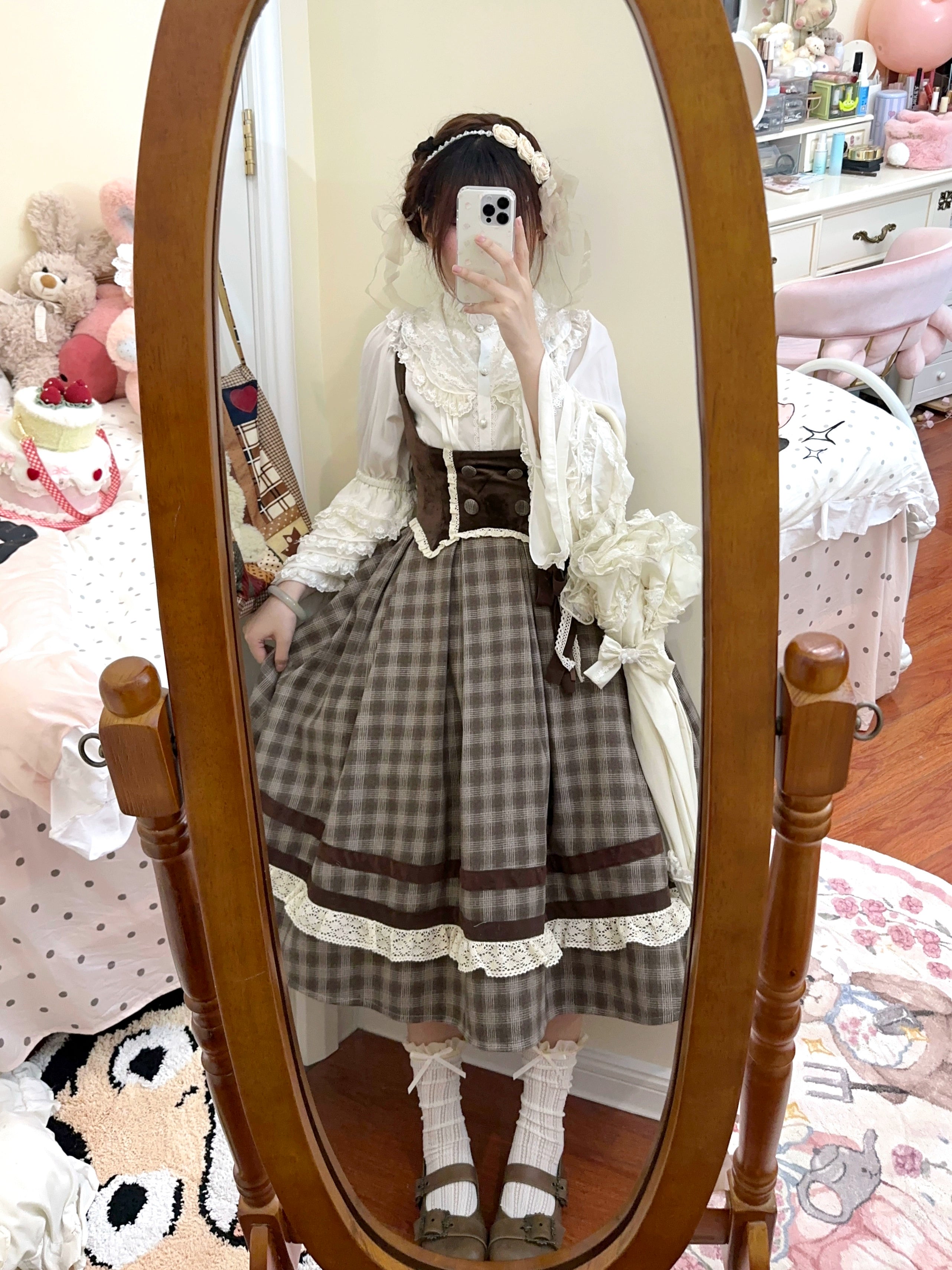 White Tea Story - Chestnut Autumn - Plaid Classic Lolita JSK, Bust Supporting 44210:798728