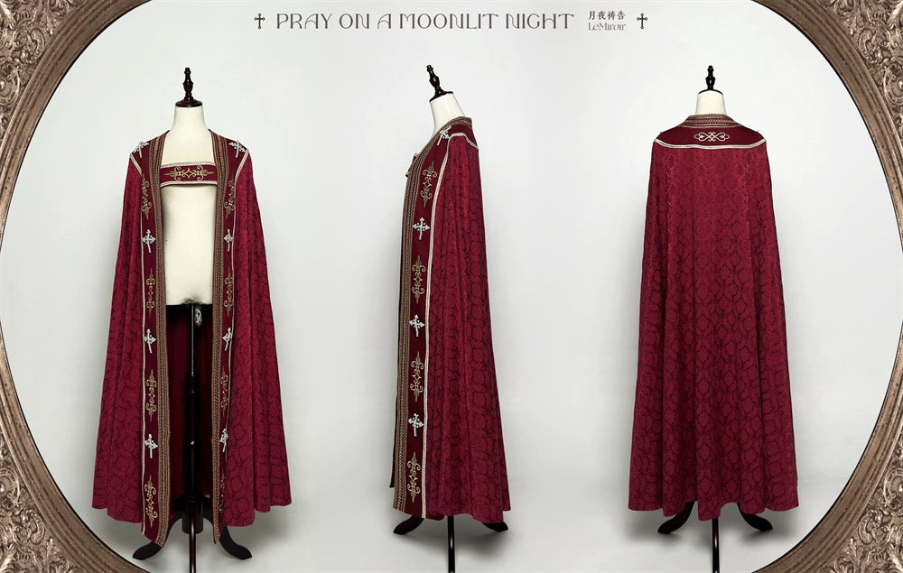 LeMiroir - Moonlit Prayer - Long Nun Lolita Bishop Cape, Cross Details (M XL) 43661:782503
