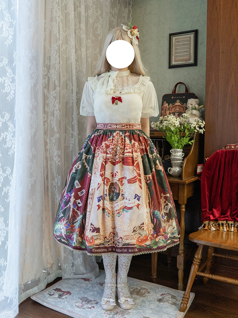 Miss Point~Kaleidoscope~Classical Lolita Shirt Dot Gauze Detachable Puff Sleeve Blouse Customized 35392:488782