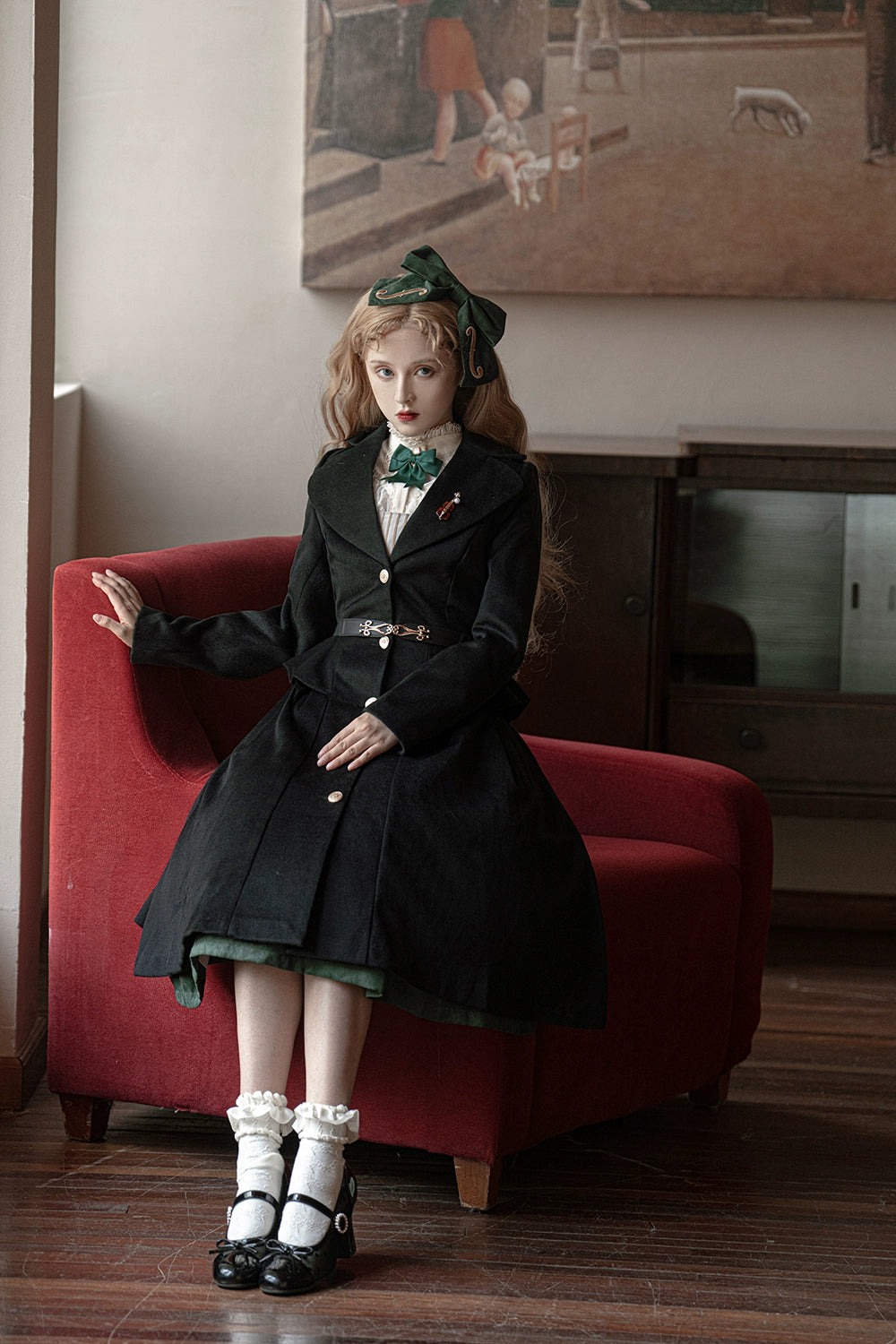 Miss Point~Golden Movement~Elegant Lolita Woolen Coat Quilted Overcoat Customized   