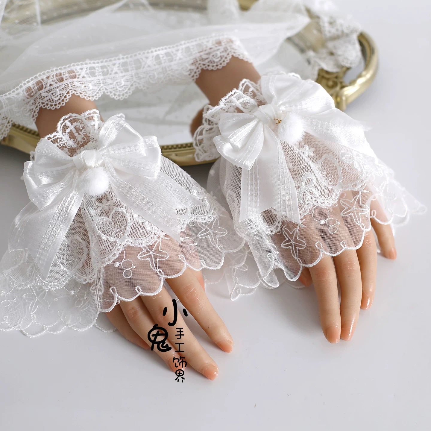 Sweet Lolita Headdress, Lace & Bow A Pair of Cuffs