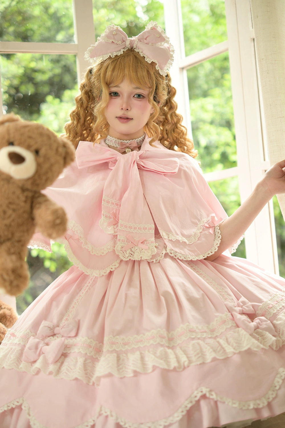 Vintage Petal Rabbit - Pure Cotton Kawaii Lolita Cape With Rabbit Ear Hood 43138:767068