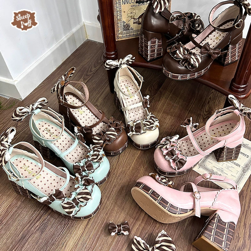 Sweet Lolita High Heel Shoes Chocolate Prints Shoes