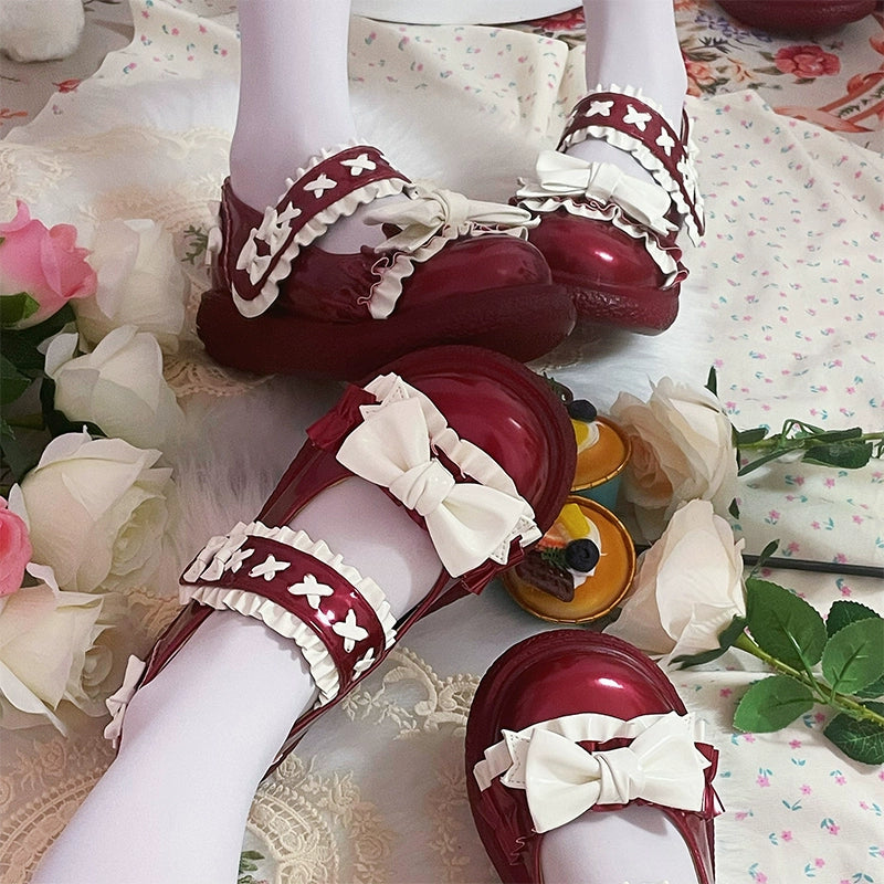 Fairy Godmother~Winter Girly Lolita Shoes Lolita Ankle Strap Shoes   