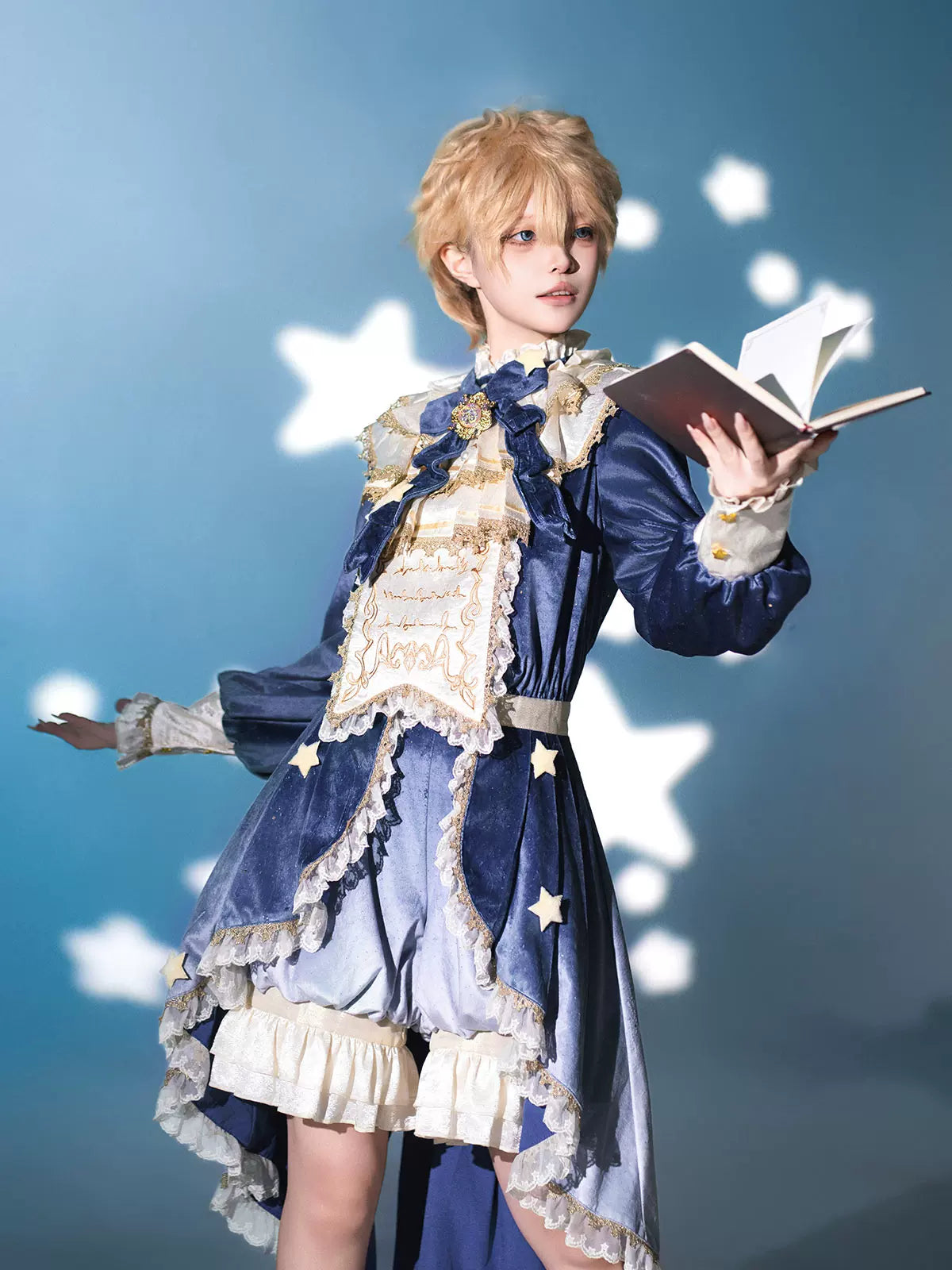 Dream Cloud - Ouji Lolita High-Low Tailcoat, Puffy Lantern Shorts 44443:809145