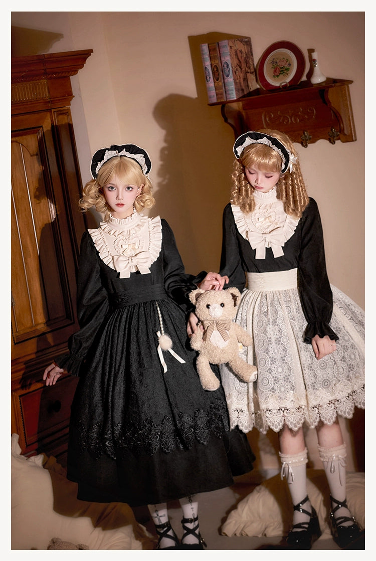 With PUJI - Twilight Choir - Twin Lolita OP Suit Loose Version Dress with Apron