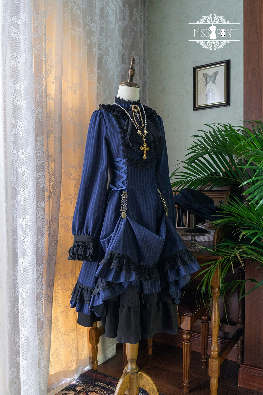 Miss Point - Perintz Manor - Gothic Lolita OP Long Sleeve Retro Lolita Dress 39904:643048