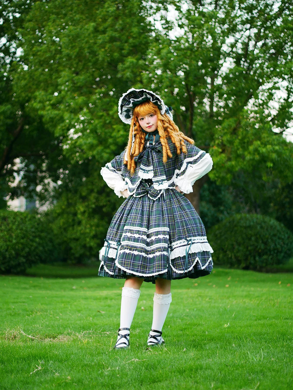 Plaid Petal Bunny - Old School Lolita Plaid JSK Dress, Side Pockets 44674:818477