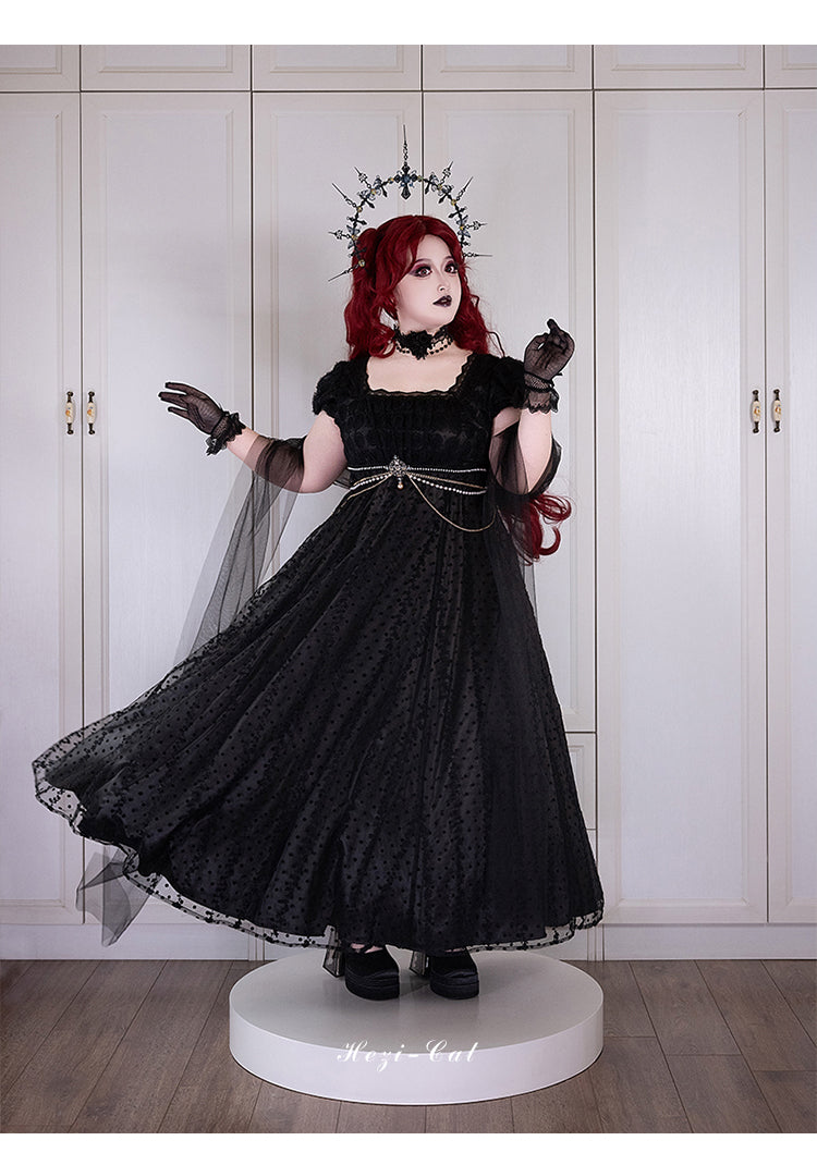 Hezi's Cat Haven~Mist Rose~Plus Size Lolita Empire Waist OP Dress (2XL 3XL 4XL L M S XL) 42268:754085