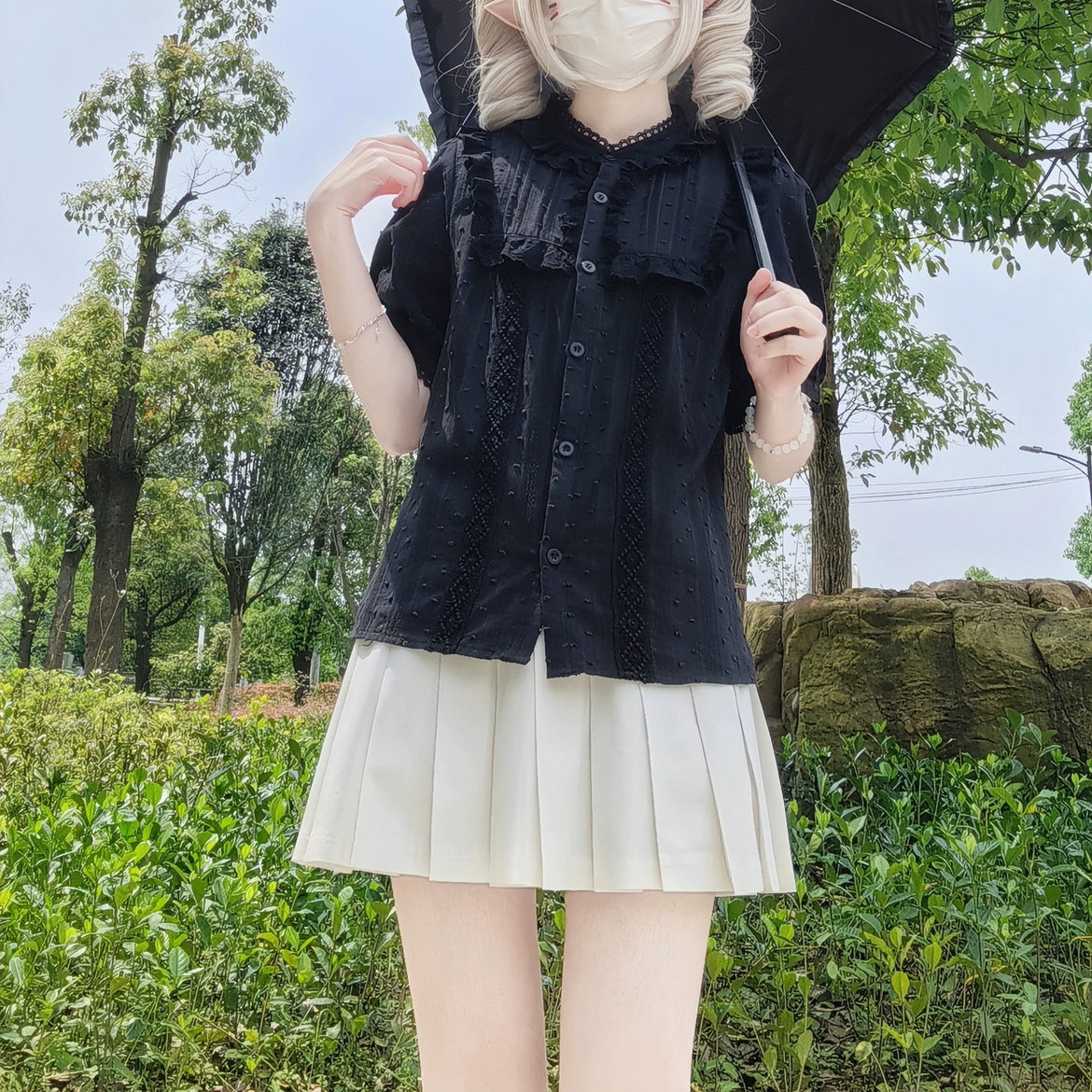 DMFS Lolita~Sweet Lolita Blouse Cotton Summer Short Sleeve Shirt 35844:505620