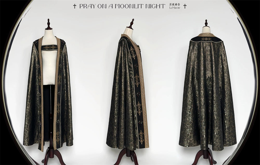 LeMiroir - Moonlit Prayer - Long Nun Lolita Bishop Cape, Cross Details (M XL) 43661:782502
