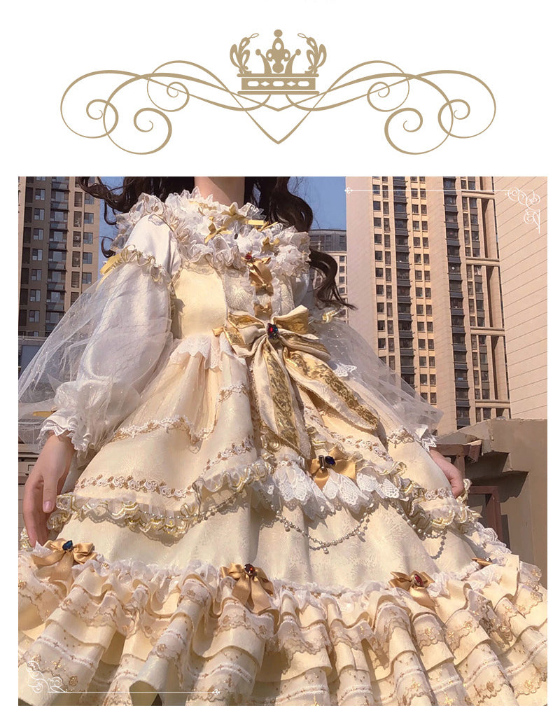 Puppet Night - Elegant Lolita Flounce Hemline Princess Dress Multicolors