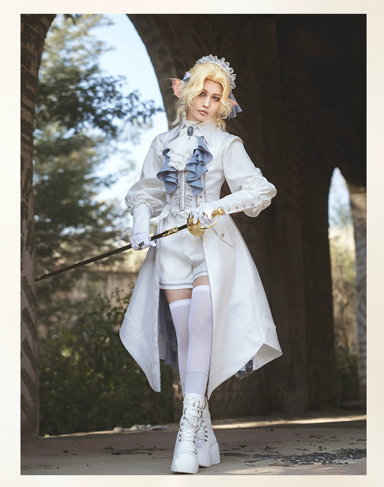 Forest Fluorescent Carps - Crumbling Skeleton - Ouji Lolita Vest Fishbone Embroidery Prince Pants Suits