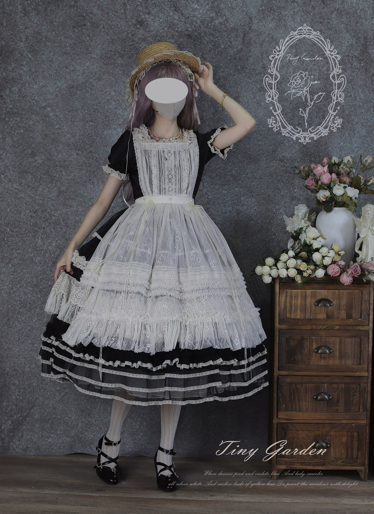 Garden Jardin - Cotton Classic Lolita OP Dress With Tiered Ruffles 45927:868601