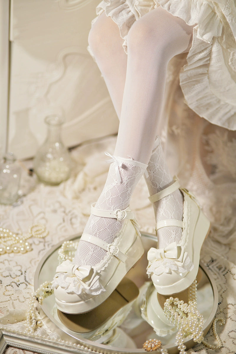 Jiujiu Lolita - Milky Puff - Sweet Lolita Heels Shoes, Round Toe With Petite Wedge 43858:787877