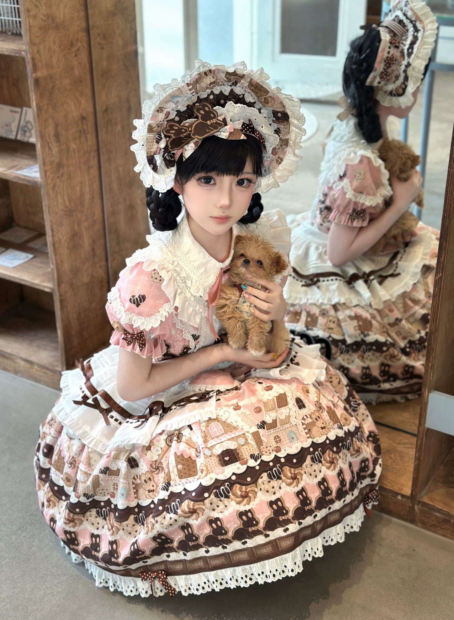 Bunny Gingerbread House - Kawaii Lolita Printed OP Dress with Bows