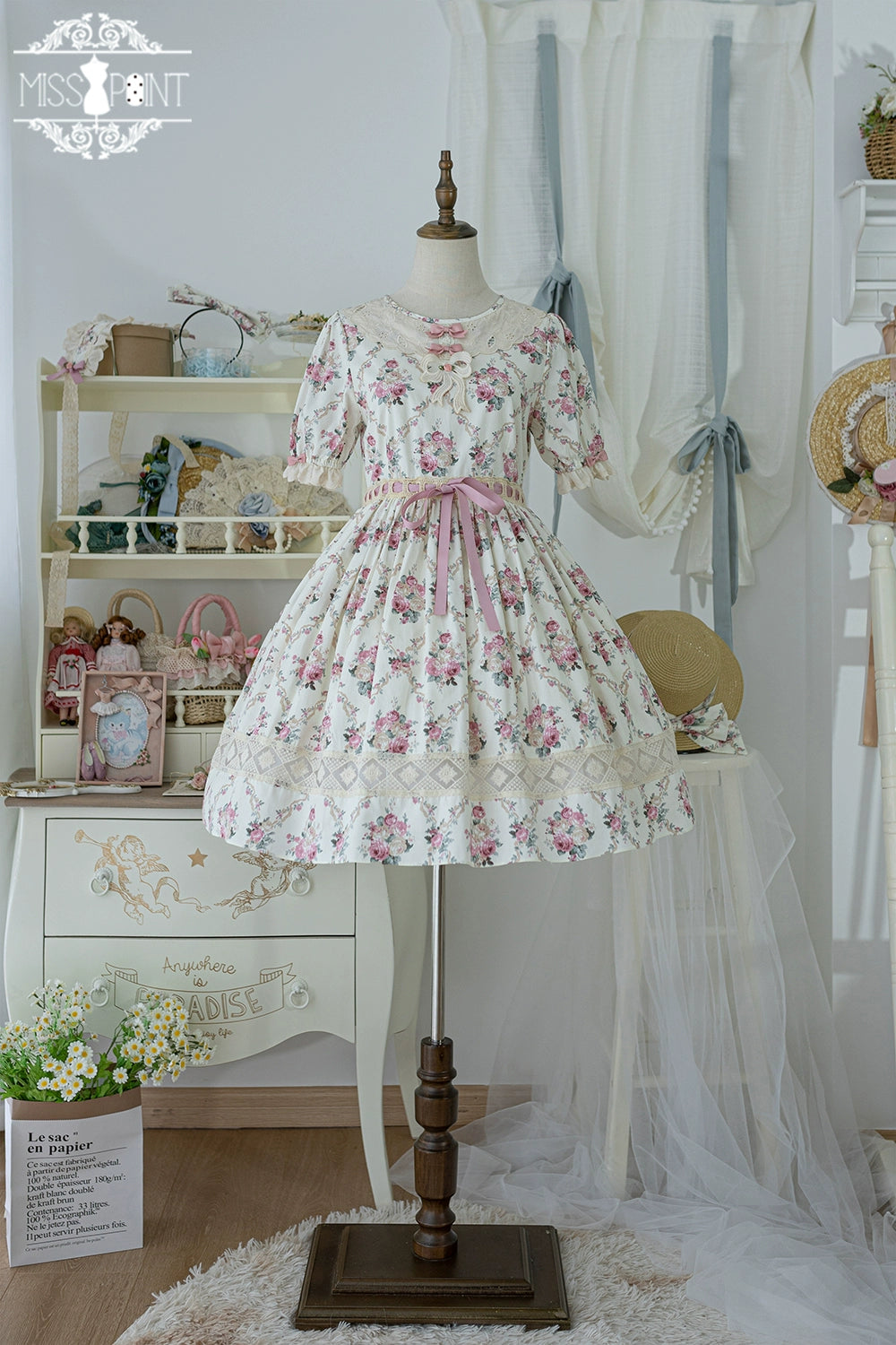 Miss Point~Customized Elegant Lolita OP Dress Cute Daily Girl Short Lolita Dress 35670:519620