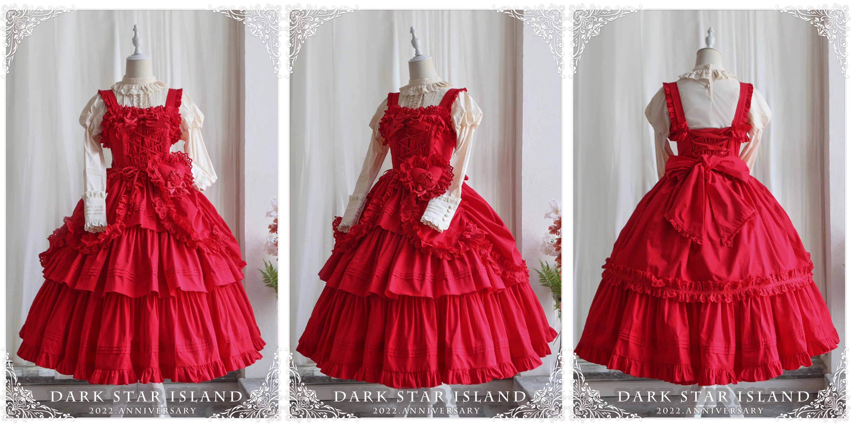 Cotton Gothic Lolita Long JSK, Drawn-up Hem