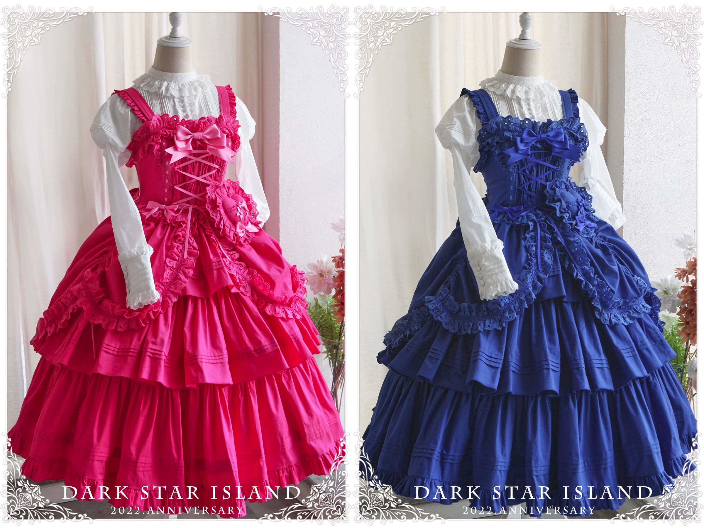Cotton Gothic Lolita Long JSK, Drawn-up Hem