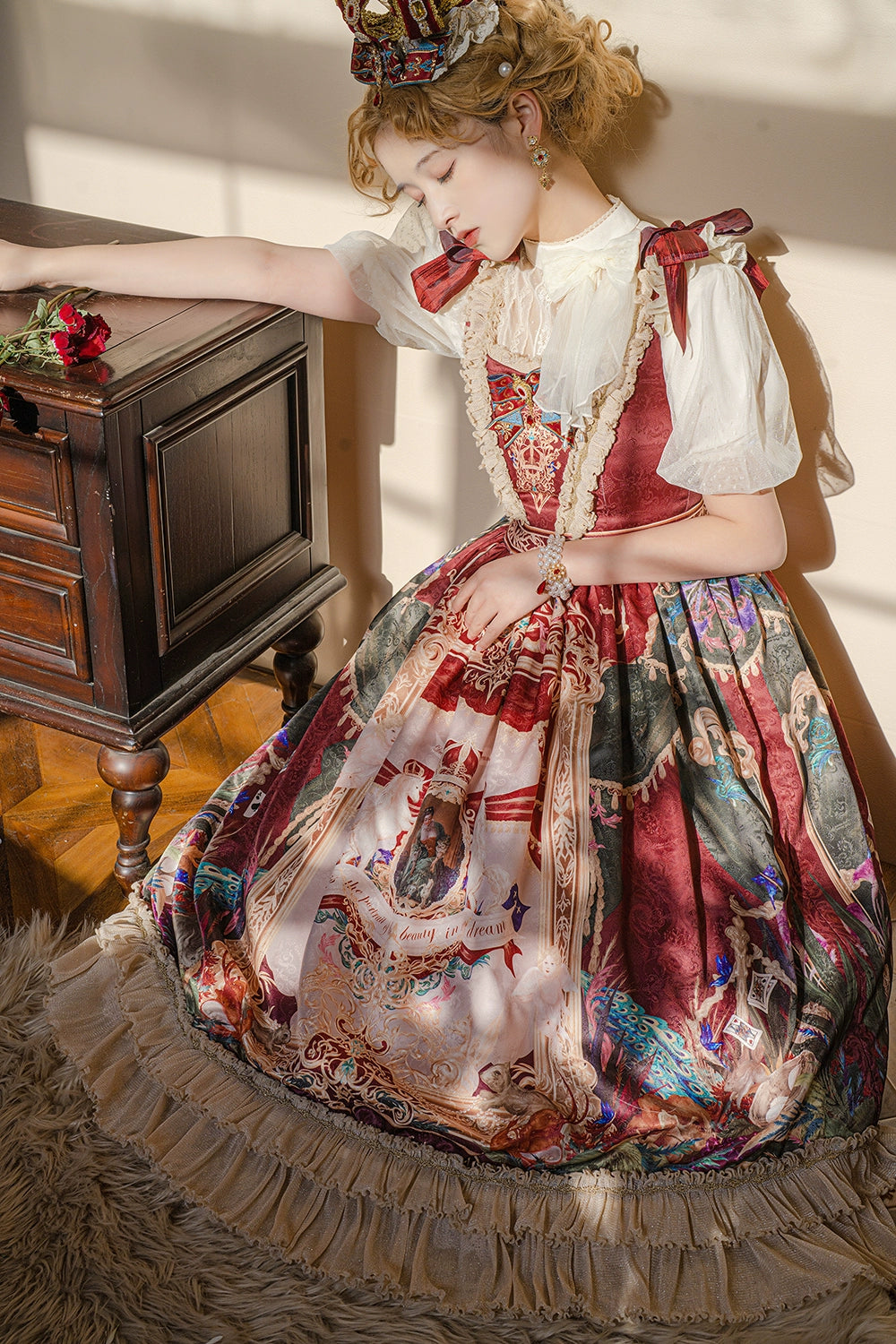 Miss Point~Kaleidoscope~Classical Lolita Shirt Dot Gauze Detachable Puff Sleeve Blouse Customized 35392:488802