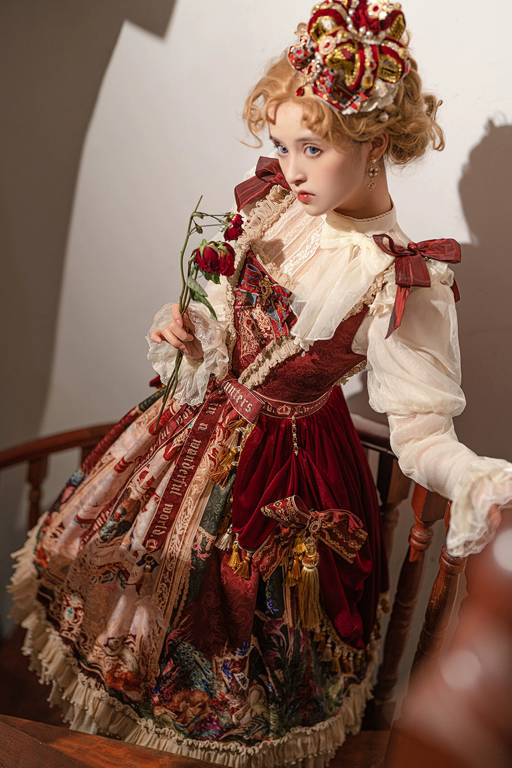 Miss Point~Kaleidoscope~Classical Lolita Shirt Dot Gauze Detachable Puff Sleeve Blouse Customized 35392:488884