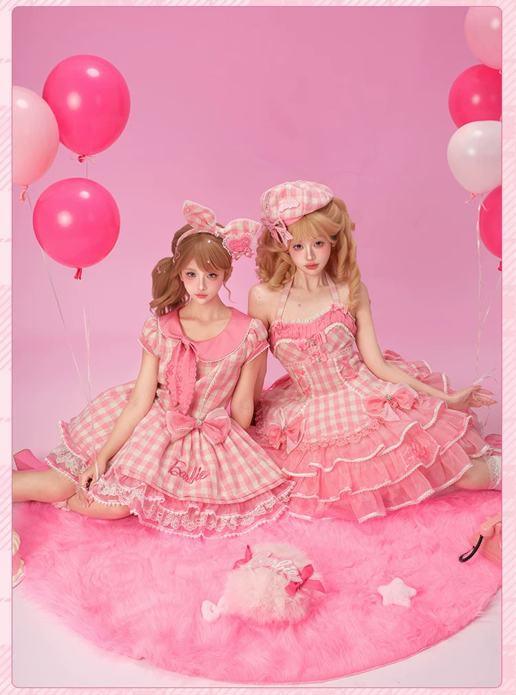 Blossom Daydream - IP Collab Sweet Lolita Dress Set, Pearl Plaid 45899:867287