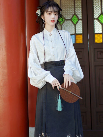(BFM)Meiyimeng~Han Lolita Shirt Stand Collar Puff Sleeve Blouse   