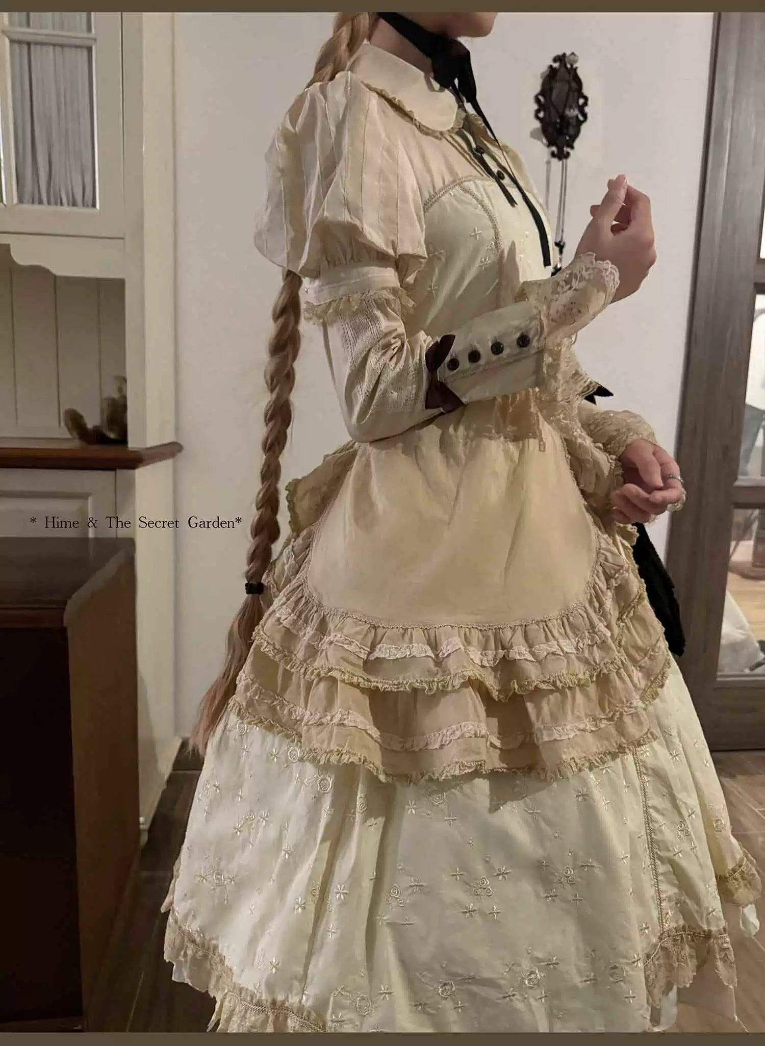 Wild Lotus Collection - Cotton Old School Lolita Dress, Floral Print 45395:850807