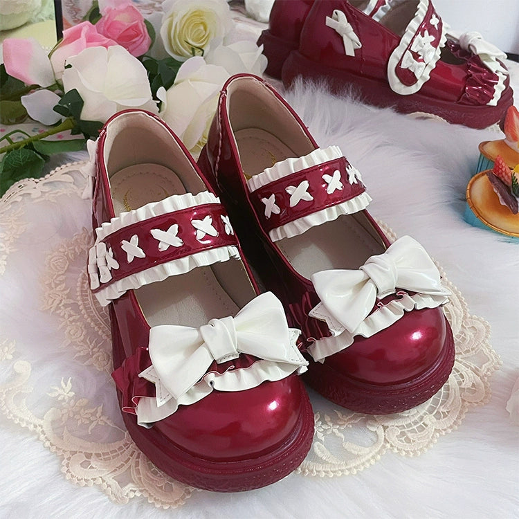 Fairy Godmother~Cute Lolita Shoes Bow Candy-Colored Lolita Flat Shoes (34 35 36 37 38 39 40 41) 32696:570072