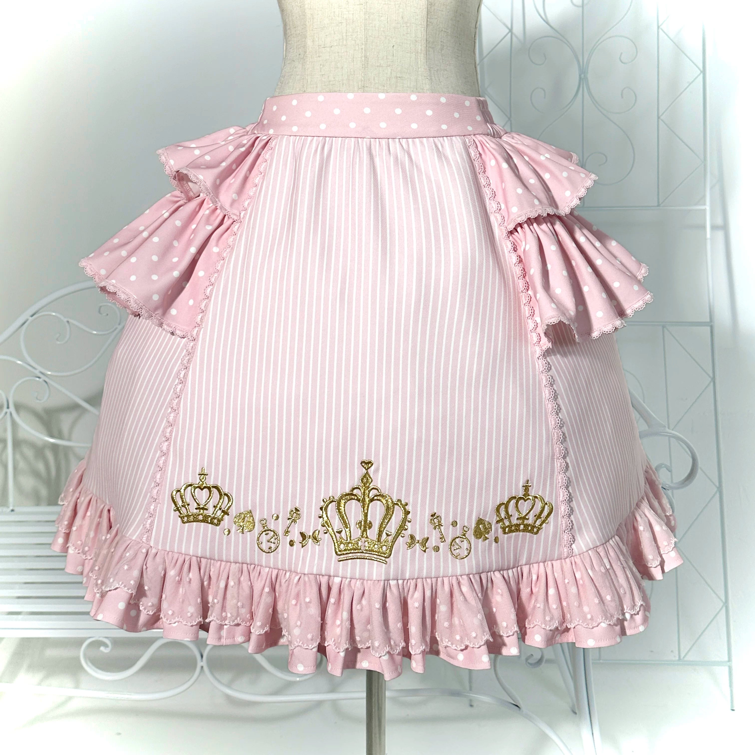 New Century Princess - Pink and Gold Old School Lolita Skirt & Vest Set (L M S XL) 45861:866059